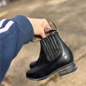 Black Leather Ankle Boots Boys Rancho Semental Napa Charro Boots